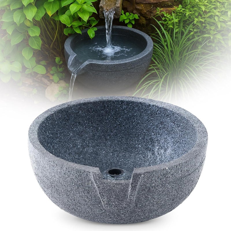 DoubleFill Spillway Bowl Fountain Basin Kit, 13.7 Inch Realistic Stone Resin Waterfall Spillway for Ponds, Gardens & Landscapes - Easy Install, Weather Resistant, No Pump Included - Image 1